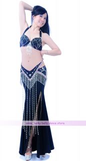 Professional New Belly Dance Costume 2 pics top bra & belt 34B/C 36B/C 