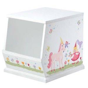 PRINCESS Hand Painted Stackable Wooden Storage Bin Sturdy