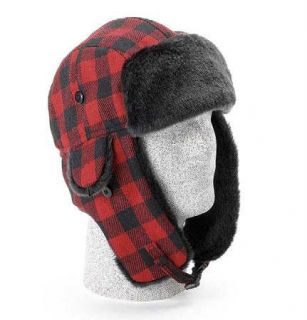 Buffalo Plaid Bomber Trapper Winter Wool Hat Cap NWT #644