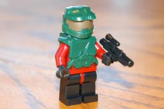 Custom Lego Halo Spartan Master Chief Minifig New Gun & Dk Green Armor 