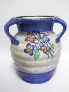 Antique CROWN Ducal Blue Posy Three handled Vase 1936