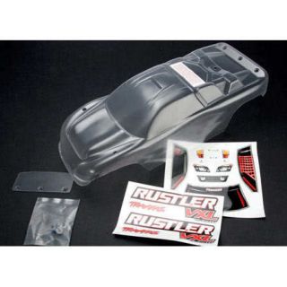 Traxxas 3714 Truck Body Clear with Decals, Wing & Hardware Rustler 