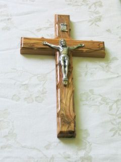 Wall Cross Crucifix Olive Wood 10 Inch Bethlehem Holy Land Craft 