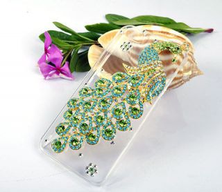 clear peacock diamond crystal Green hard case cover for iphone 5 5TH 