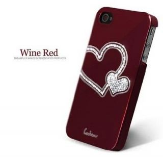 New Wine Red Love Swarovski Diamond Crystal Hard Case Cover For iphone 