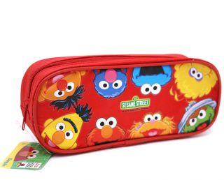 Sesame Street Red Pencil Case Elmo Cookie Monster Cosmetic Bag NWT