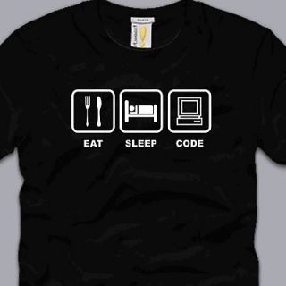 EAT SLEEP CODE T SHIRT 2XL funny programmer developer html linux nerd 