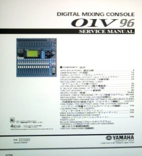 YAMAHA 01V96 DIGITAL MIXING CONSOLE SERVICE MANUAL BOOK BOUND EN 
