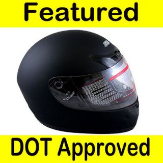 Motorcycle Full Face Sports Bike Street Helmet Matte Black DOT Size M 