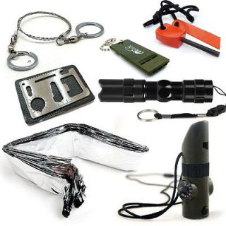   Whistle+fire starter+wire saw+Cree torch+emergenc​y blanket+knife