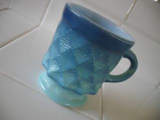 Vintage 1950s BLUE Mug Cup FIRE KING Diamond Pattern Anchor Hocking 