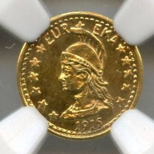   California Fractional Gold $1/2 / Eureka Helmeted Warrior / NGC MS65