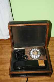 Vintage General Electric Deco Tel Hide A Way Rotary Phone In Wooden 