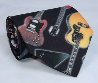 NEW Electric Rock Gibson Guitar Music Theme Novelty Neck Tie Mens 