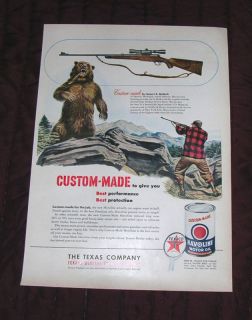 1951 Havoline Ad. Griffin Howe Rifle Bear Hunting