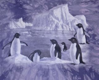 Penguin Purple Tie Dye T shirt Size XL Penguins on Iceberg