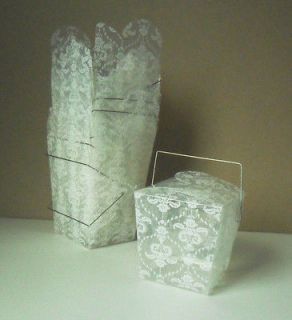 Craft Plastic 8 Take out containers white pattern Wedding or Christmas 