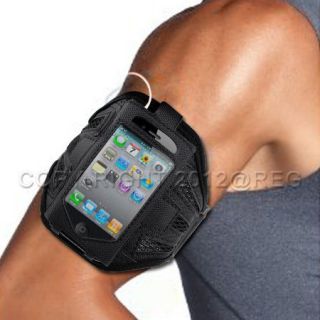 PREMIUM BLACK RUNNING SPORTS GYM ARMBAND CASE COVER FOR Apple iPhone 4 