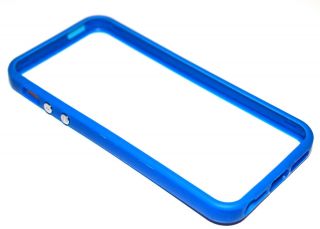 BLUE Bumper Case Cover Skin Frame w. Metal Buttons for iPhone5 5G FAST 
