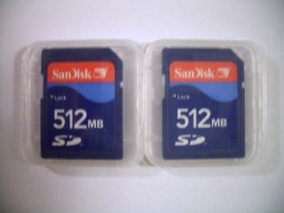 QTY2 SANDISK 512MB SD MEMORY CARD(NEW)WITH CASE SHIPS FREE USPS 1ST 