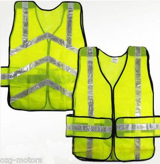 Yellow safety vest reflective motorcycle mesh lime neon bike military 