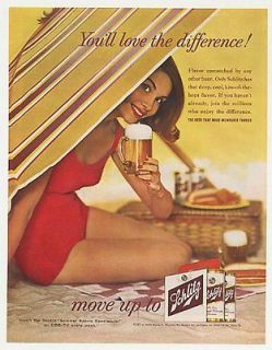 1961 Schlitz Beer Girl Bathing Suit Beach Photo Ad