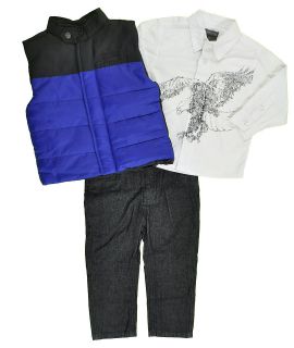Kenneth Cole Infant Boys Blue Black Vest Denim Pant Set Size 12M 18M 