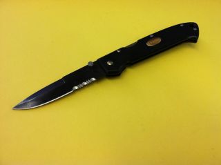 BERETTA VINTAGE RARE ALL BLACK COMBO EDGE KNIFE 2.75 BLADE NO BOX 