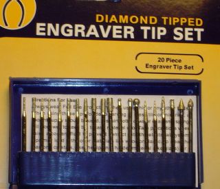 Inland 20 Piece  Tip Set  for Engraver Etching Pen Diamond tips