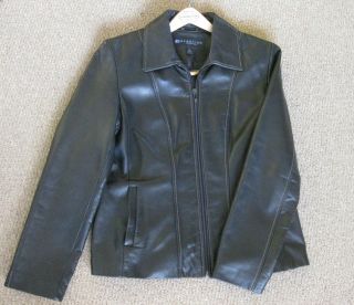 KENNETH COLE REACTION Black Soft Leather Jacket (Size Large) Womens 