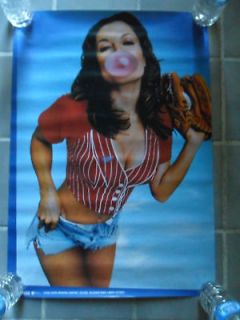 Sexy Girl Beer Poster Keystone Baseball and Bubble Gum