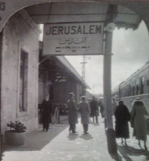   at Jerusalem Railway Station, Palestine, Vintage Keystone Stereoview