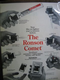 RONSON LIGHTER The Ronson Comet Ad 8 X10 Orignal Vintage Print Ad 