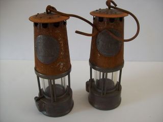 ANTIQUE BRASS / GLASS MINERS OIL SAFETY LAMPS