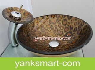   Hand Paint Washbasin Tempered Glass Basin Sink With Faucet Set YS 5027