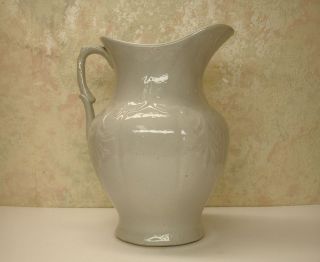 Rare Antique Salt Glaze Stoneware Art Pottery Water Pitcher Ewer Jug 