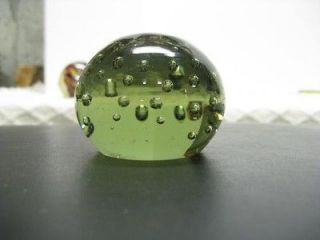 VINTAGE TINTED GLASS PAPERWEIGHT FLOATING BUBBLES