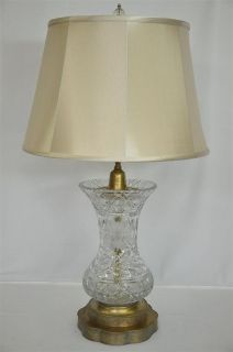 Elaborate Brass and Cut Crystal Ginger Jar shaped Lamp with shade 