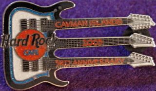   Rock Cafe CAYMAN ISLANDS 2003 3rd Anniversary Triple Neck Guitar PIN