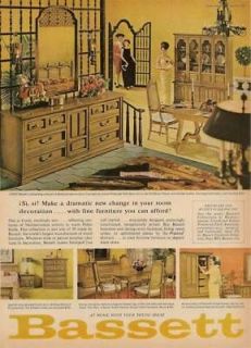Bassett Furniture 1965 Magazine   Print Ad