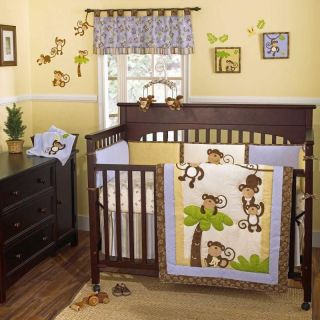   Animal Print Infant Boy 4p Nursery Monkey Discount Crib Bedding Set