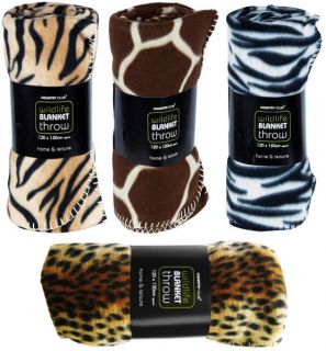 Wildlife Blanket Fleece Throw   Animal Print   Tiger, Giraffe, Zebra 