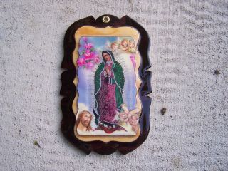   Retablo Ex Voto   Virgin of Guadalupe with Jesus, Angels and Flowers