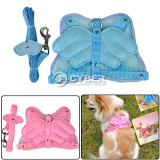 New Angel Wings Pet Dog Adjustable Safety Harness Mesh & Leash 2 