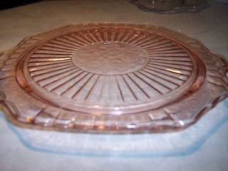 Hocking Pink Mayfair Open Rose Cake Plate Footed