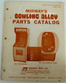 Midways Bowling Alley Arcade Game Parts Catalog #730 & 749 (1979)