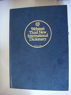 Websters Third New International Dictionary by Merriam Webster 1986