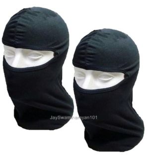 Lot of 2 Black Cotton Balaclava Ninja Mask Full Face Liner Helmet