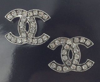Authentic BRAND NEW Chanel CC Logo Stainless Steel Large Stud Earrings