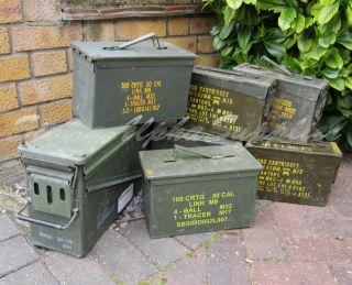 NATO ARMY SURPLUS G1 GENUINE METAL AMMO BOXES,7.62mm,.50 cal & 40mm 